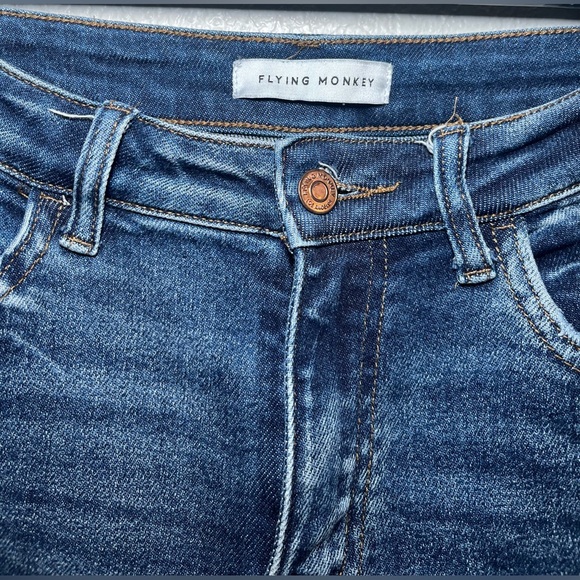 Flying Monkey Jeans Women’s 29 Raw Edge Straight Leg Medium Wash F5679A - Picture 3 of 11